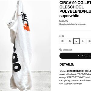 NWT! FREECITY CIRCA 99 OG OLD-SCHOOL WHITE SWEATPANTS “LETSGO” Sz M